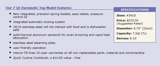 Kuhn Rikon Duromatic Pressure Cooker